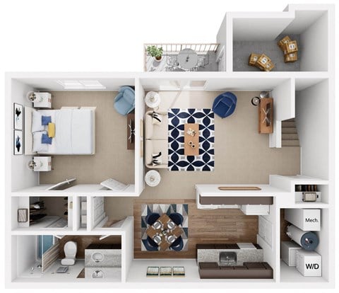 Floor plan for 1 bed, 1 bath, 850 sqft